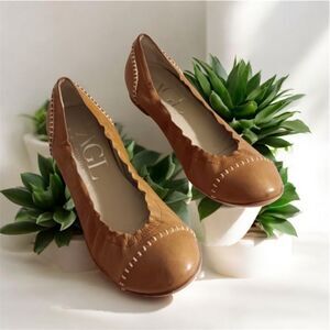 AGL Attilio Giusti Leombrun Women's Tan Leather Flats Made in Italy  - 36.5